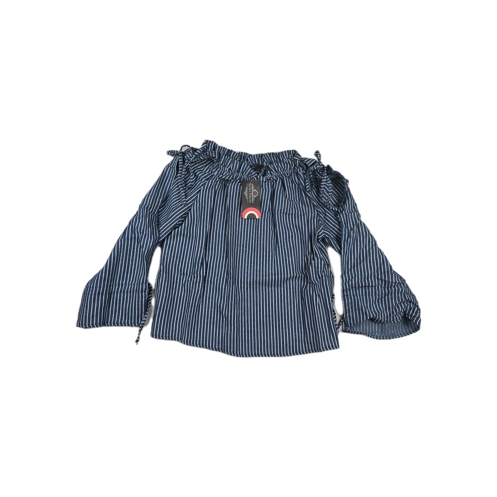 Sacred Threads Women's OSFA Blue Striped Tie Long Sleeve Shirt New